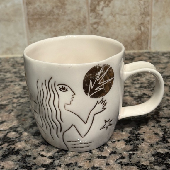 Starbucks 2013 Anniversary Mug Bone China Etched Siren Mermaid White Gold READ - Picture 15 of 15